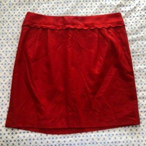 J. Crew Red Scallop Skirt